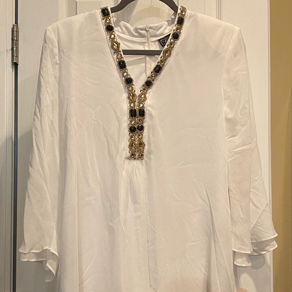 Dressbarn Collection beaded flowy Blouse Top
